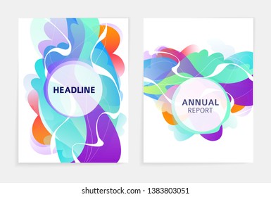 Set of designs for flyer, broshure, book's cover, poster, web, annual report. Abstract and colorful. Geometry.  Vector illustration.