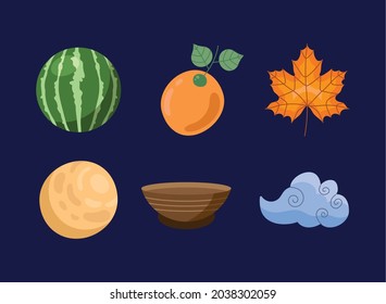 conjunto de diseños de chuseok feliz
