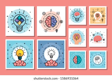 set designs of health mental day vector illustration design