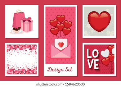 set designs of love with decoration vector illustration design