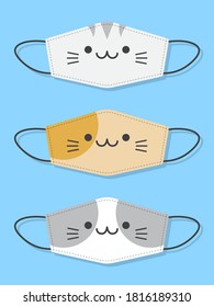 Set of designs reusable mouth kids funny masks with cat faces