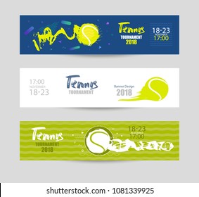 Set designs for tennis. Modern abstract background, hand drawing, textures, geometry. Collection of sports banners, abstract ball. EPS file is layered. 