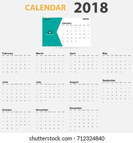 Set desk calendar 2018 design set of 12 months. flat design vector illustration.