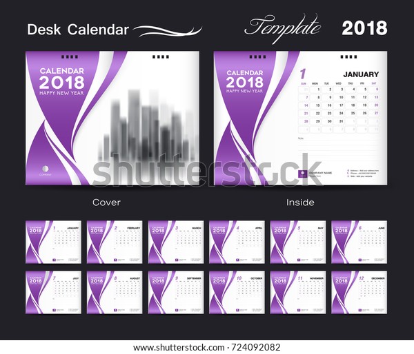 Set Desk Calendar 2018 Template Design Stock Vector Royalty Free