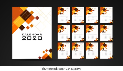 Set Desk Calendar 2020 template vector, illustration design, cover design, Stationery, planner, printing and advertisement.