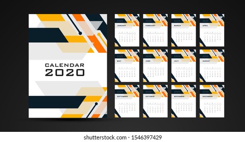 Set Desk Calendar 2020 template vector, illustration design, cover design, Stationery, planner, printing and advertisement.