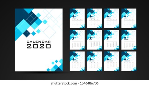 Set Desk Calendar 2020 template vector, illustration design, cover design, Stationery, planner, printing and advertisement.