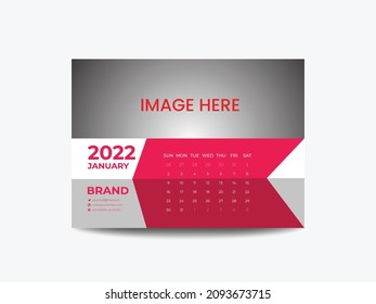 Set Desk Calendar template design with Place for Photo and Company Logo, wall calendar 2022