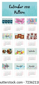 Set Desk Calendar year 2018 template - Set of 12 Months  - illustration