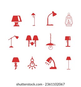 set of desk lamp logo vector icon