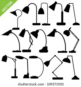 Set of desk lamp silhouettes vector