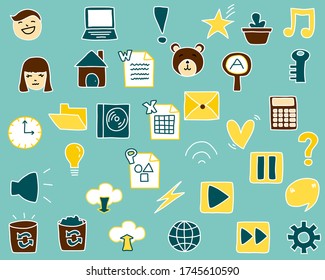El conjunto de iconos de escritorio. Estilo de garabato, formato vectorial.