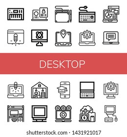 Set of desktop icons such as Keyboard, Tablet, Laptop, Computer, Graphic tablet, Desk, Home office, Monitor, Screen, Devices , desktop