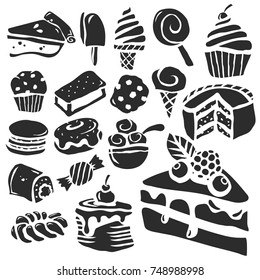 Set of dessert baking and sweet icons