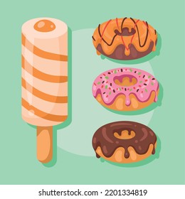 conjunto de comida de postre, diseño