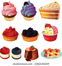 set of dessert game icons