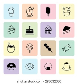 Set of dessert icons. Dessert icon. Vector