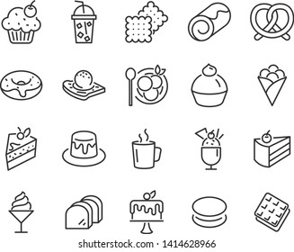 set of dessert icons, such as cake, crepe, bekery, pudding