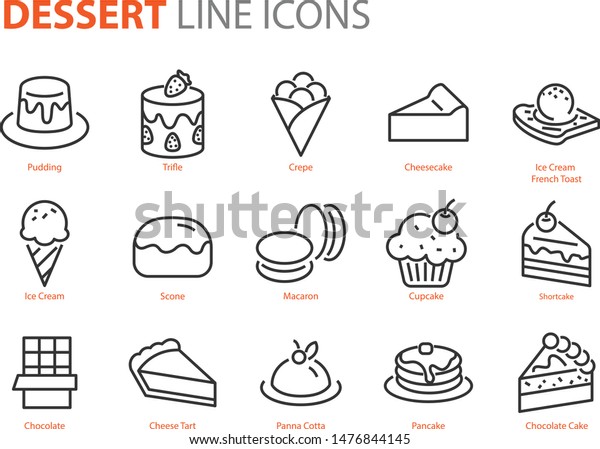 set of dessert\
icons, sweet, bakery, cake