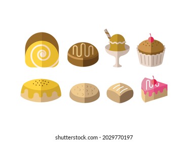 set of dessert and other sweet icons vector