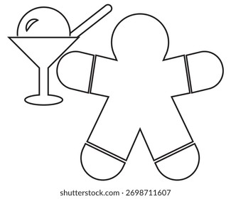 Set of dessert and sweets vector icons. simple dessert icons including pudding, ice cream in glass, and gingerbread man, designed for menus, apps, or branding.EPS10AI.

