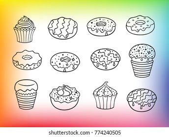 Set of desserts