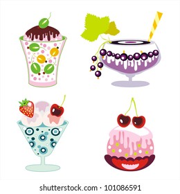 Set of desserts and  cakes with different berries