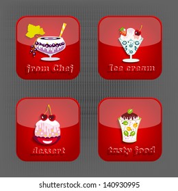 Set of desserts and cakes with different berries and fruits