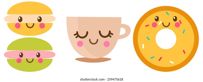 Set of desserts. Vector illustration 
