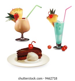 Set of desserts, vector illustration