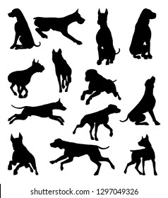 A set of detailed animal silhouettes of a pet dog