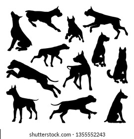 A set of detailed animal silhouettes of a pet dog