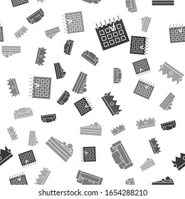 Set Detailed calendar , Sofa , Crown  and Cake  on seamless pattern. Vector