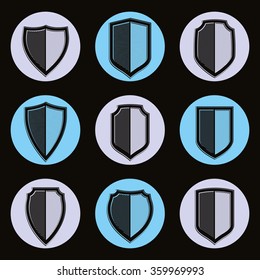 Set of detailed classic coat of arms, decorative vector defense shields collection. Heraldic symbols, for use in graphic design.