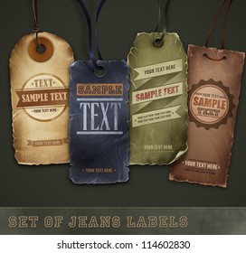 Set of detailed jeans tags