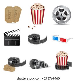 Set of detailed movie icons. EPS10 vector