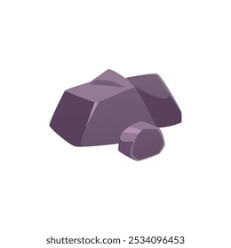 A set of detailed stones. Vector elements include gray cobblestones and rocky surfaces on a white background. Ideal for game landscapes or park decoration.