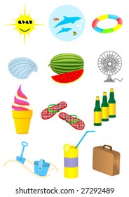 Set of detailed summer holiday elements