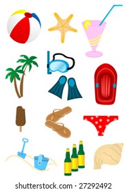 Set of detailed summer holiday elements