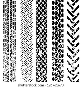 Set of detailed tire prints, vector illustration