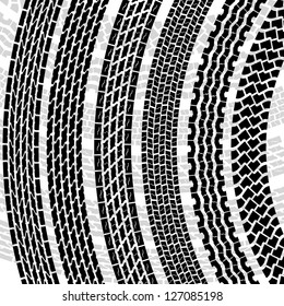 Set of detailed tire prints, vector illustration