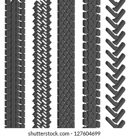 Set of detailed tire prints, vector illustration