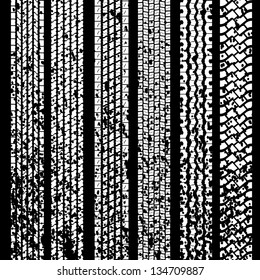 Set of detailed tire prints, vector illustration