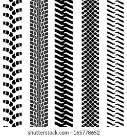 Set of detailed tire prints, vector illustration