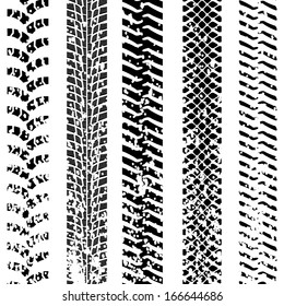 Set of detailed tire prints, vector illustration