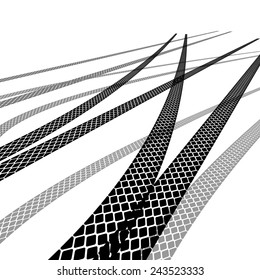 Set of detailed tire prints, vector illustration