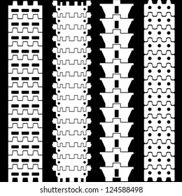 Set of detailed trace track tractor prints, vector illustration