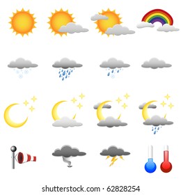 set of detailed weather symbols