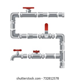 Set of  details pipes different types collection. Construction pieces set of pipes.