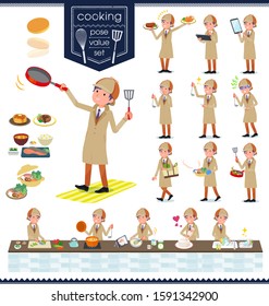 A set of Detective man about cooking.There are actions that are cooking in various ways in the kitchen.It's vector art so it's easy to edit.
